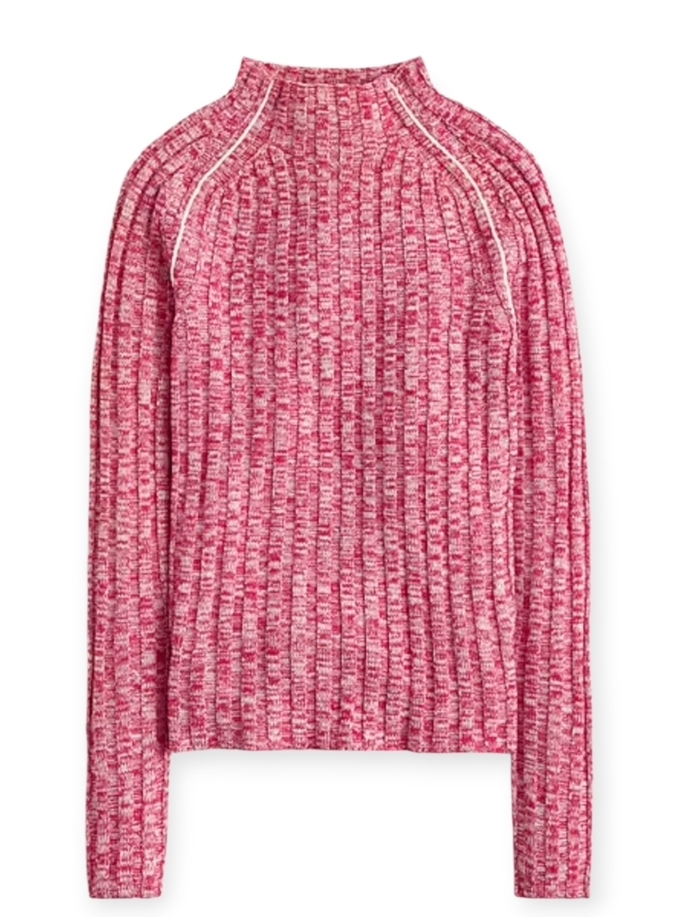 Nwt J.CREW wide-rib mockneck sweater in marled Red 100% merino wool Size Large